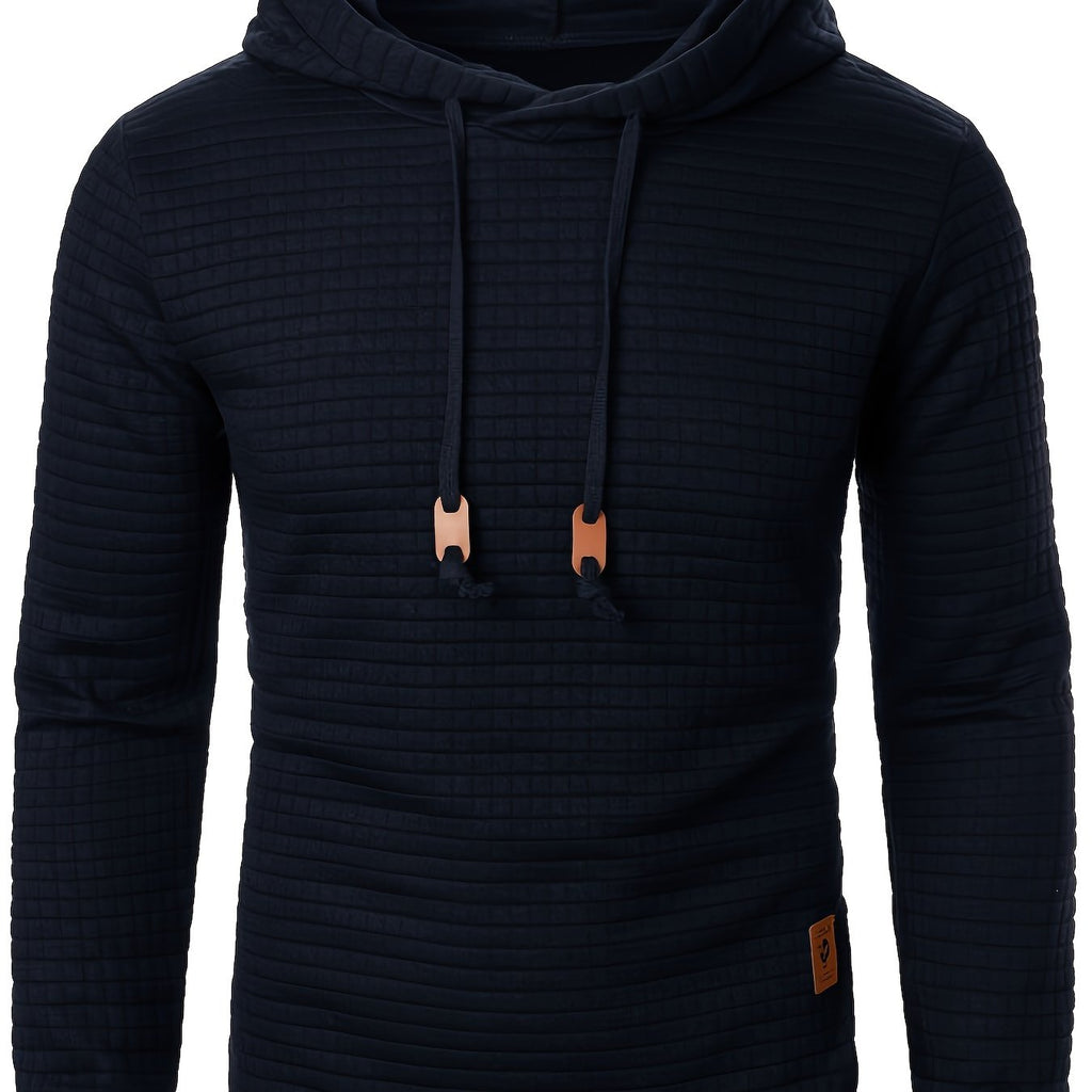 Casual Men's Jacquard Knit Hoodie - Long Sleeve, Warm Colors   OAXG Khaki / FR S