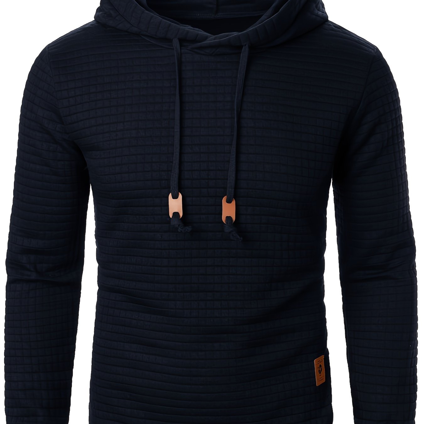 Casual Men's Jacquard Knit Hoodie - Long Sleeve, Warm Colors   OAXG Khaki / FR S
