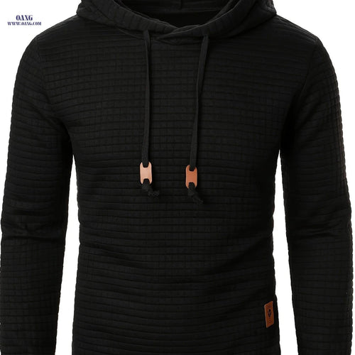 Casual Men's Jacquard Knit Hoodie - Long Sleeve, Warm Colors   OAXG Khaki / FR S