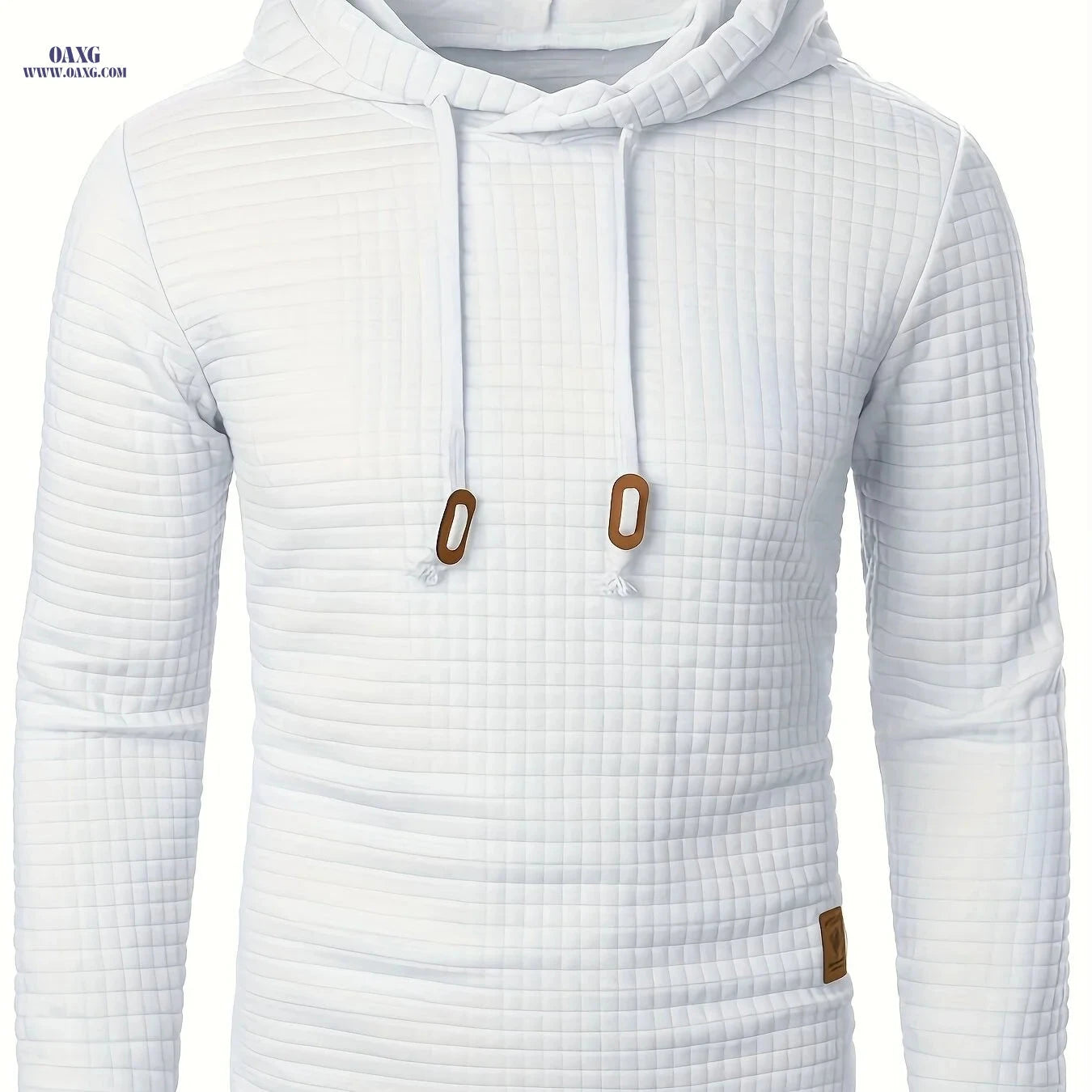 Casual Men's Jacquard Knit Hoodie - Long Sleeve, Warm Colors   OAXG Khaki / FR S