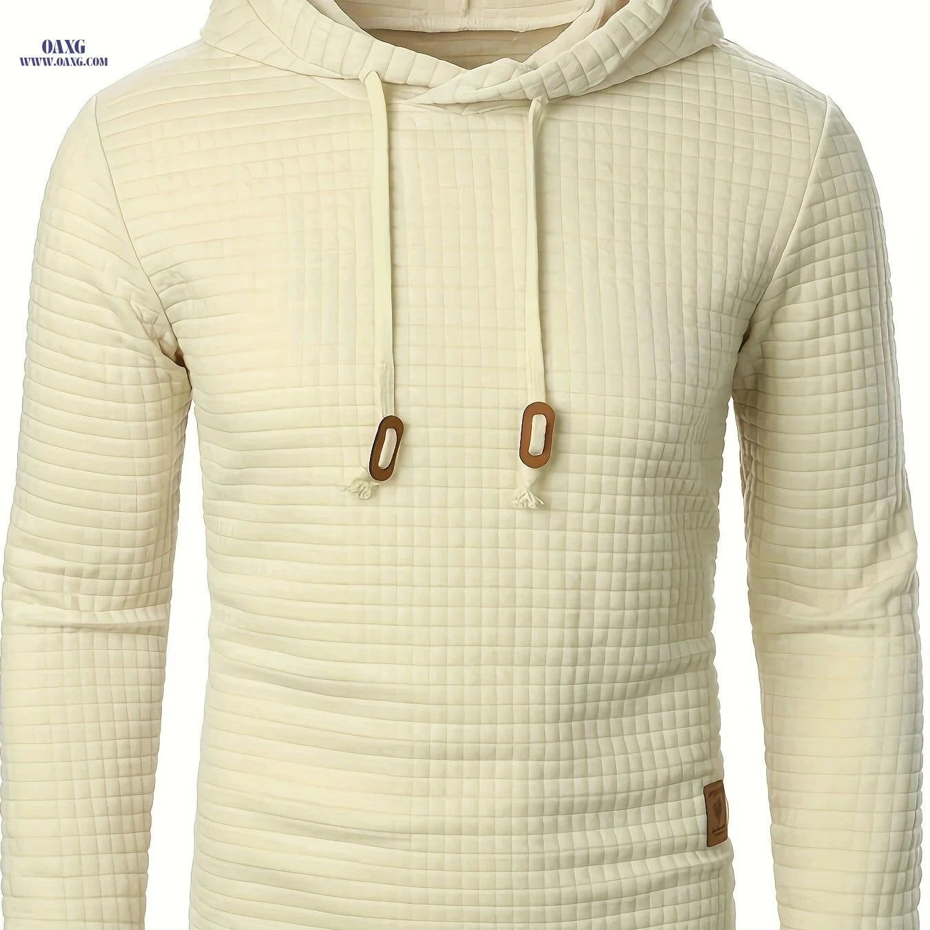 Casual Men's Jacquard Knit Hoodie - Long Sleeve, Warm Colors   OAXG 