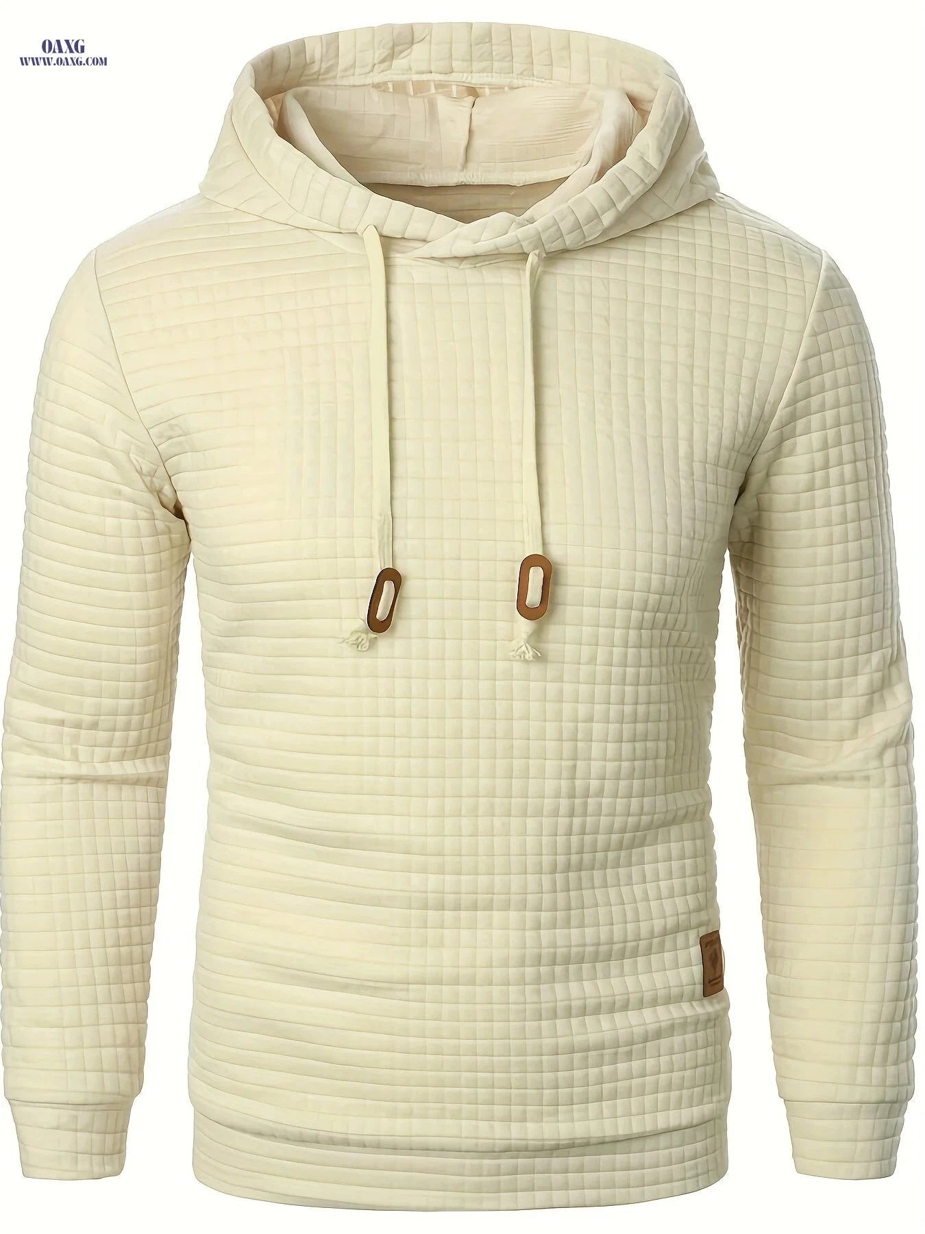 Casual Men's Jacquard Knit Hoodie - Long Sleeve, Warm Colors   OAXG 