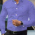 Casual Men's Long-Sleeved Shirt - Geometric Print for All Seasons   OAXG Royal Blue / FR XL