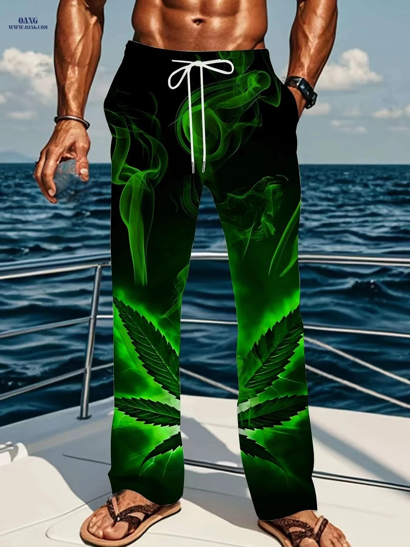 Casual Men's Loose Straight-Leg Pants - Trendy All-Season Trousers   OAXG Green / M