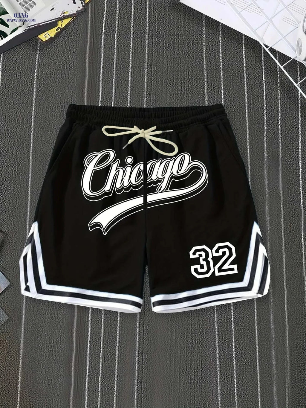 Casual Men's Polyester Chicago Shorts - Solid Color, Regular Fit   OAXG Black / S