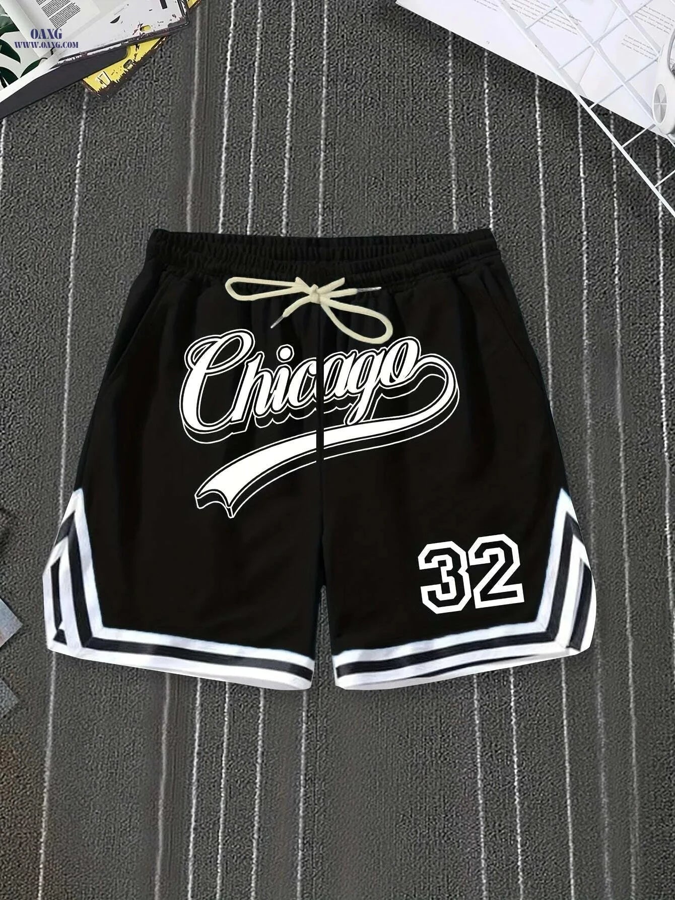 Casual Men's Polyester Chicago Shorts - Solid Color, Regular Fit   OAXG Black / S