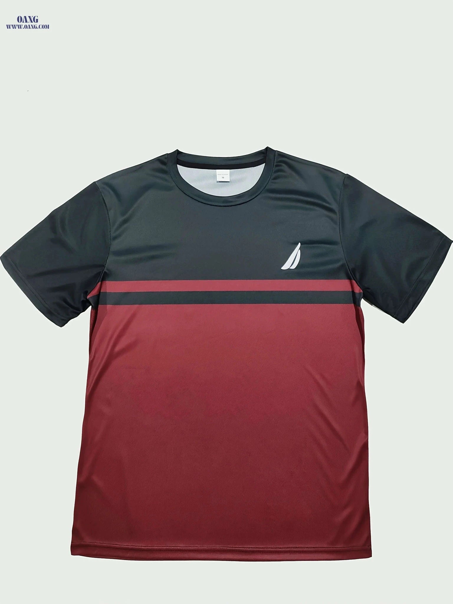 Casual Men's Polyester T-Shirt - Stripe Pattern, Crew Neck Fit   OAXG 