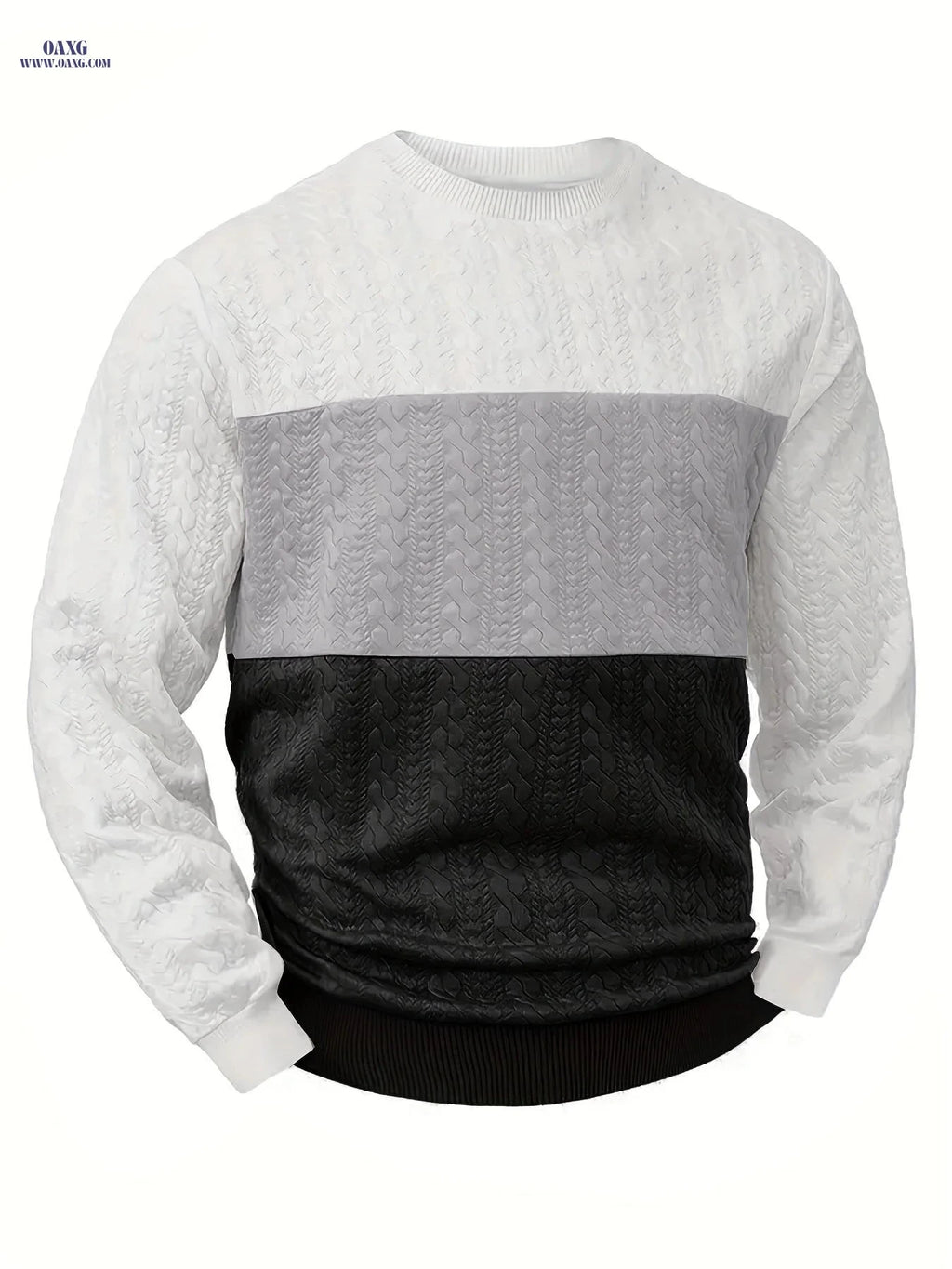 Casual Men’s Pullover Sweatshirt - Jacquard Heart Design for Sports   OAXG White light coffee khaki / FR S