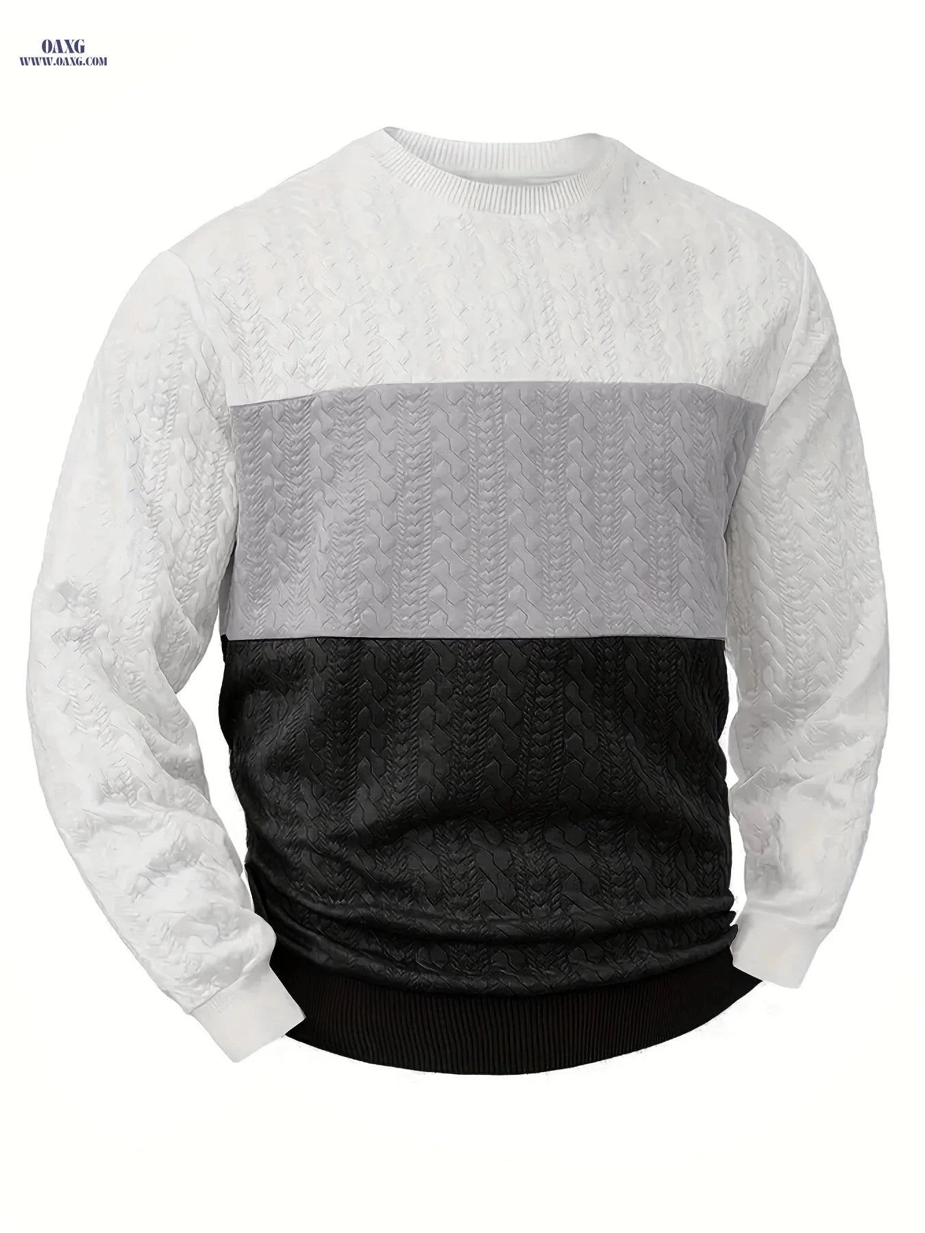 Casual Men’s Pullover Sweatshirt - Jacquard Heart Design for Sports   OAXG White light coffee khaki / FR S