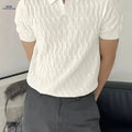 Casual Men's Short Sleeve Knit Polo Shirt - Viscose Blend Top   OAXG 