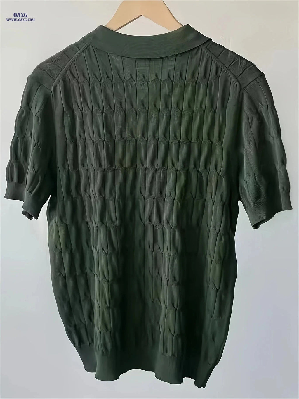 Casual Men's Short Sleeve Knit Polo Shirt - Viscose Blend Top   OAXG Ivory White / FR XXS