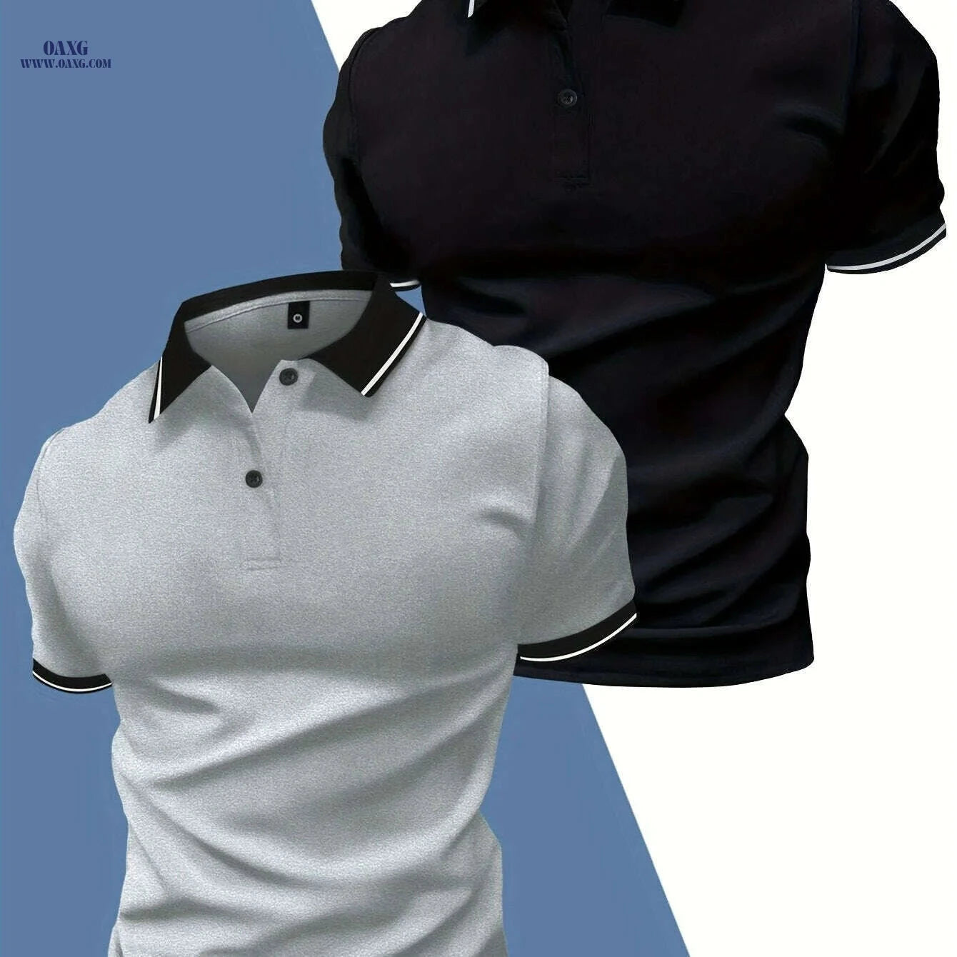 Casual Men's Short Sleeve Polo 2-Pack - Solid Color, Knit Fabric   OAXG 