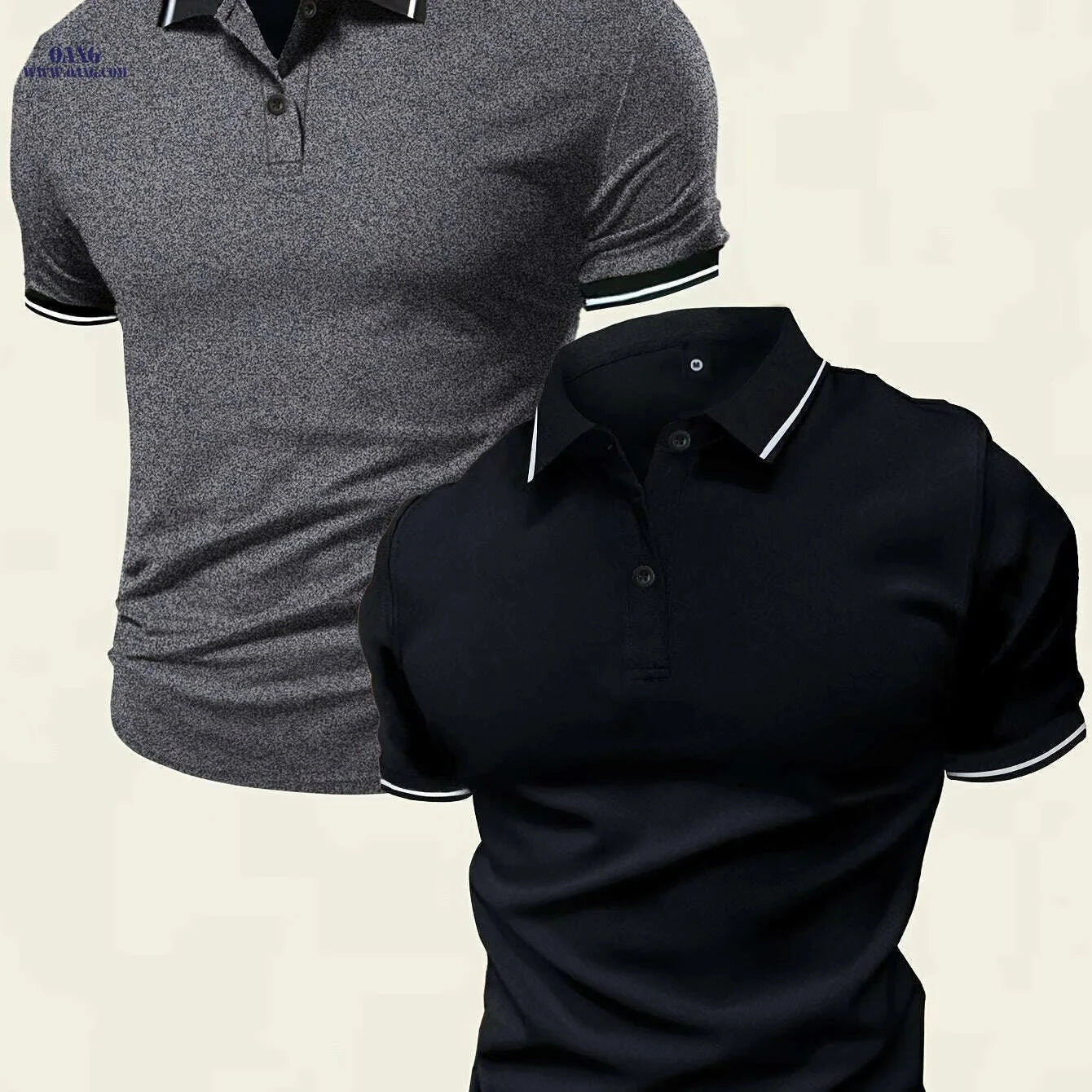 Casual Men's Short Sleeve Polo 2-Pack - Solid Color, Knit Fabric   OAXG Mixed Color / S