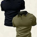 Casual Men's Short Sleeve Polo 2-Pack - Solid Color, Knit Fabric   OAXG Mixed Color / S