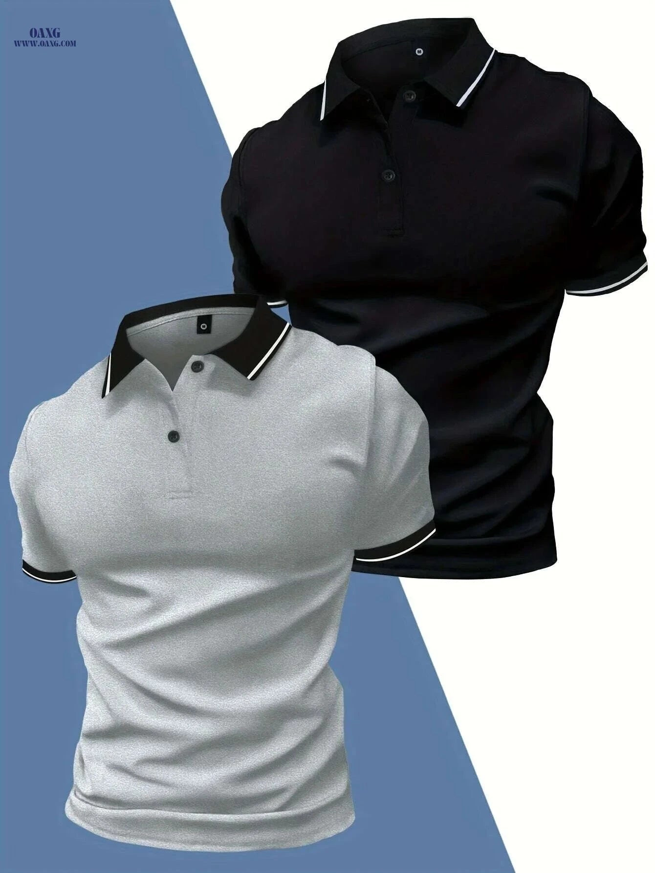 Casual Men's Short Sleeve Polo 2-Pack - Solid Color, Knit Fabric   OAXG Mixed Color / S