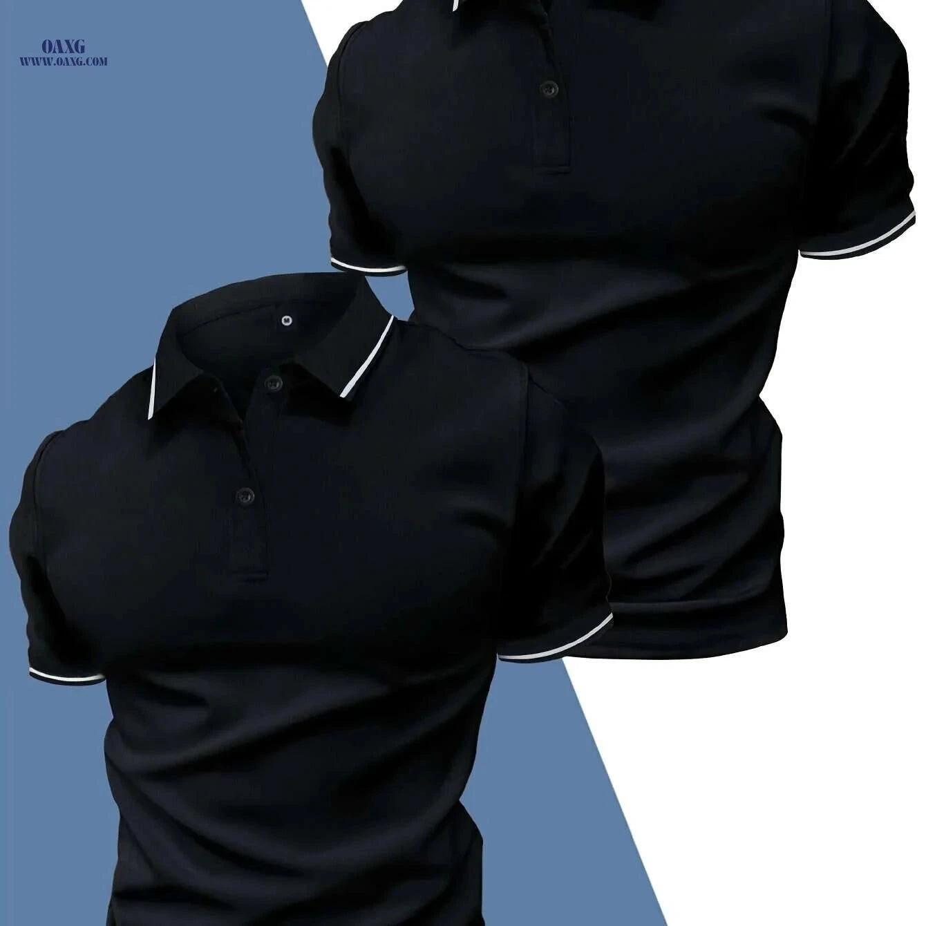 Casual Men's Short Sleeve Polo 2-Pack - Solid Color, Knit Fabric   OAXG 