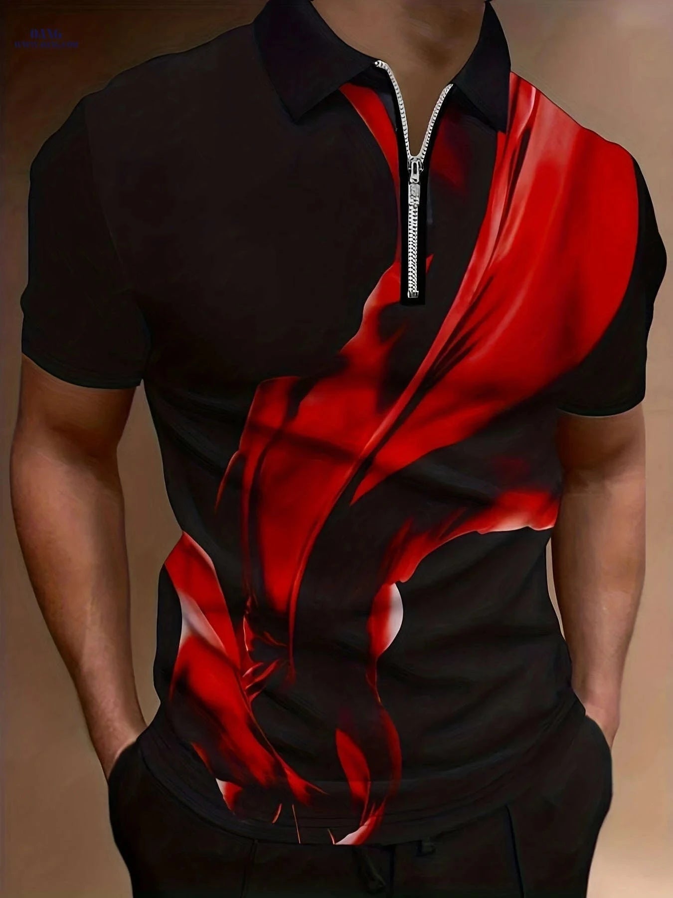 Casual Men's Short Sleeve Zipper Shirt - Comfortable Summer Style   OAXG Vibrant Blue / FR M