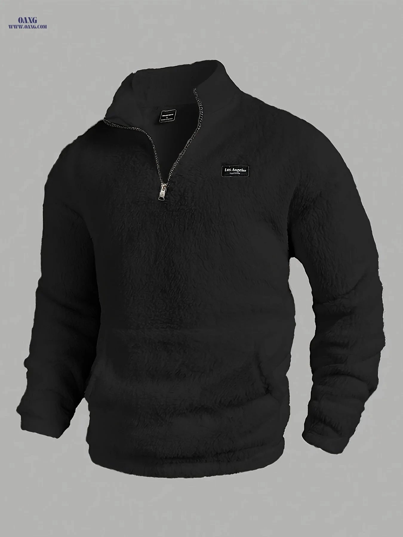 Casual Men's Stand Collar Zipper Sweatshirt - Warm & Fluffy Long Sleeve   OAXG Navy Color / FR M