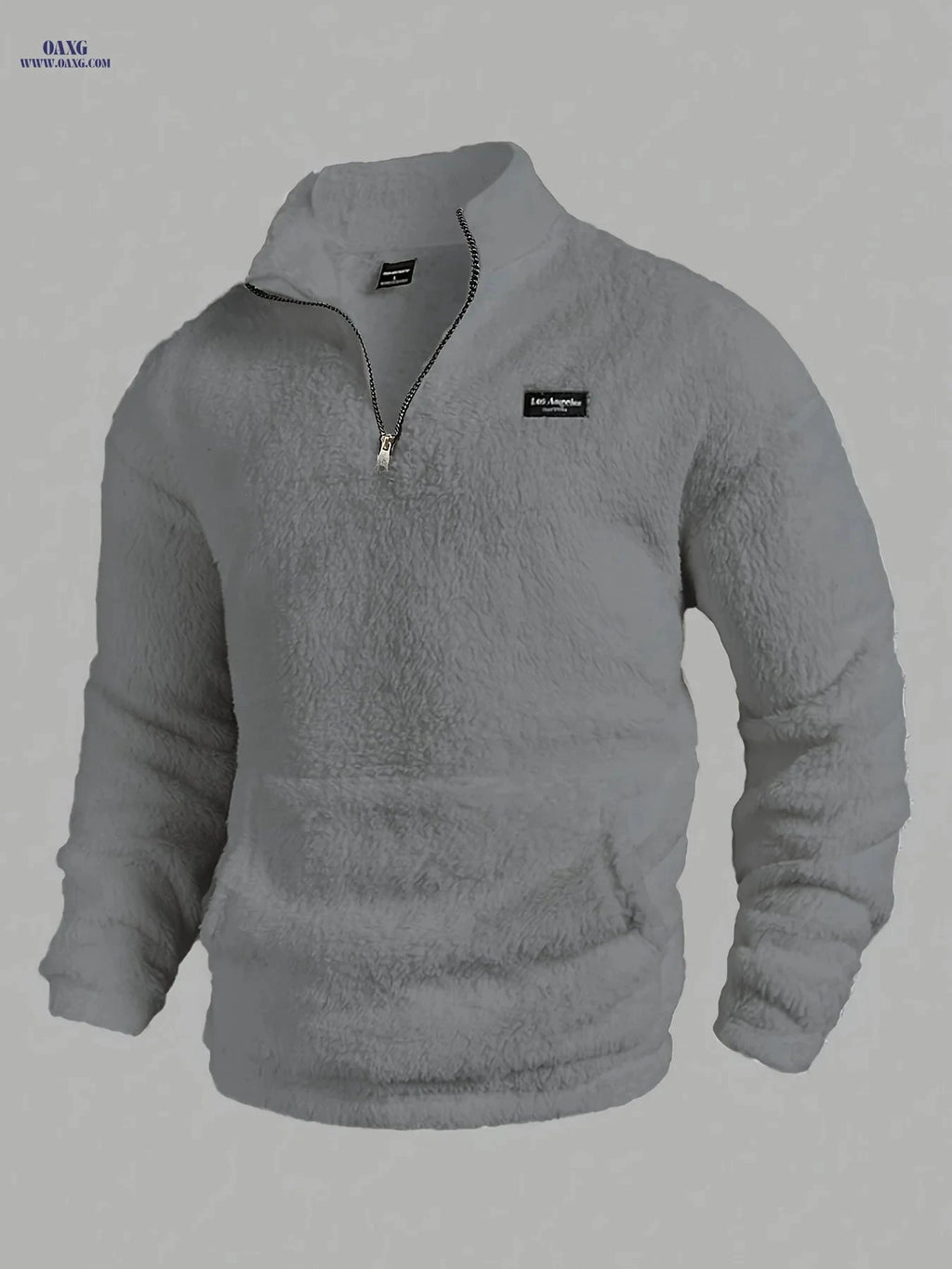 Casual Men's Stand Collar Zipper Sweatshirt - Warm & Fluffy Long Sleeve   OAXG Navy Color / FR M
