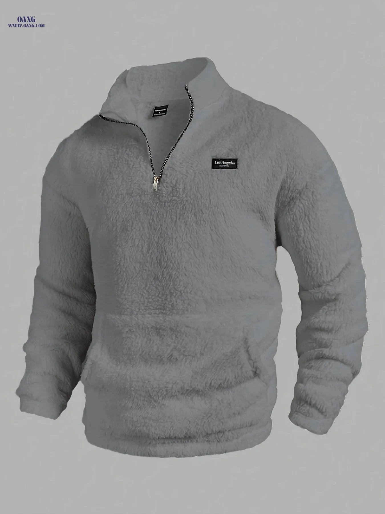 Casual Men's Stand Collar Zipper Sweatshirt - Warm & Fluffy Long Sleeve   OAXG Navy Color / FR M