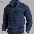 Casual Men's Stand Collar Zipper Sweatshirt - Warm & Fluffy Long Sleeve   OAXG Navy Color / FR M
