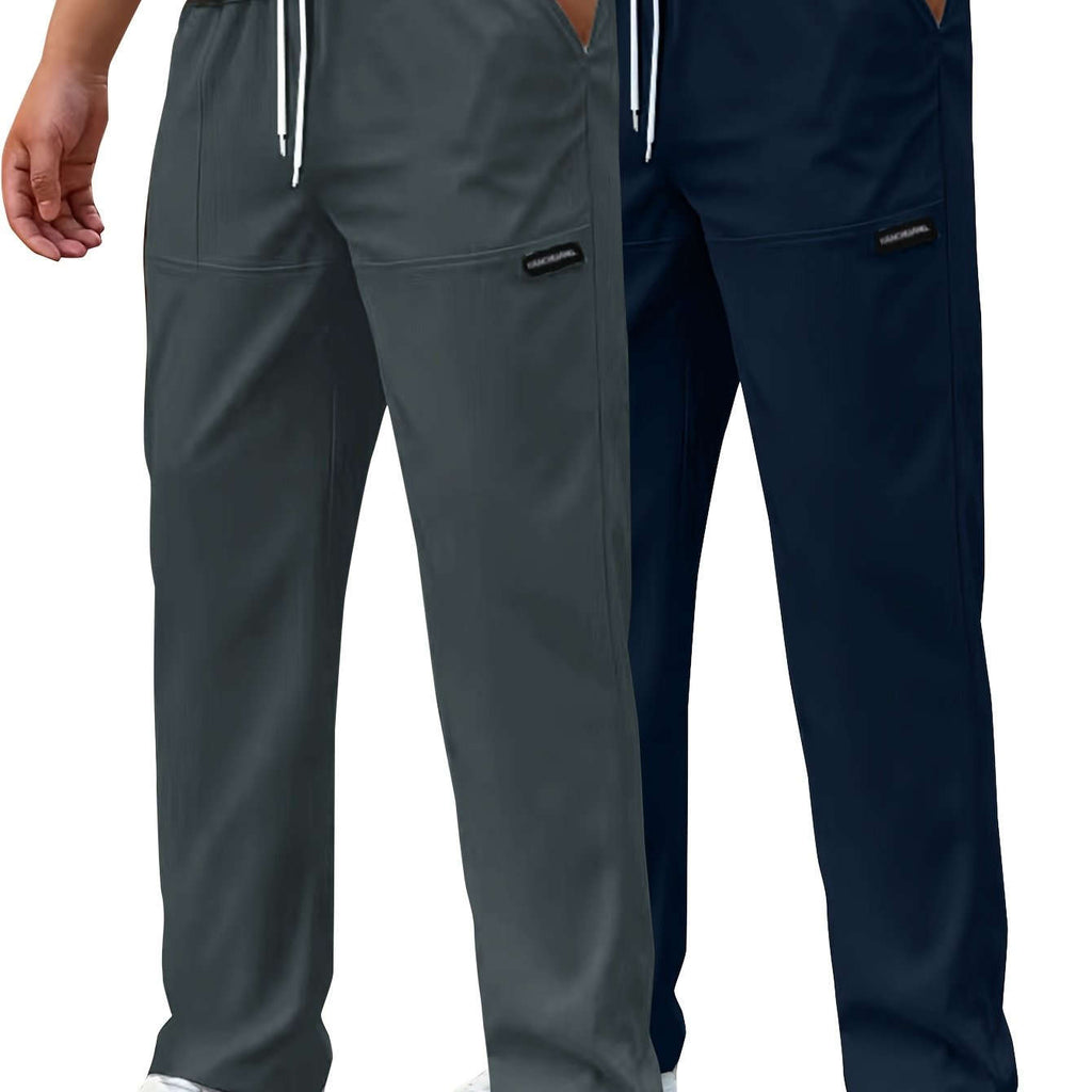 Casual Men's Straight-Leg Pants - Thin Stretch for Spring & Summer   OAXG 
