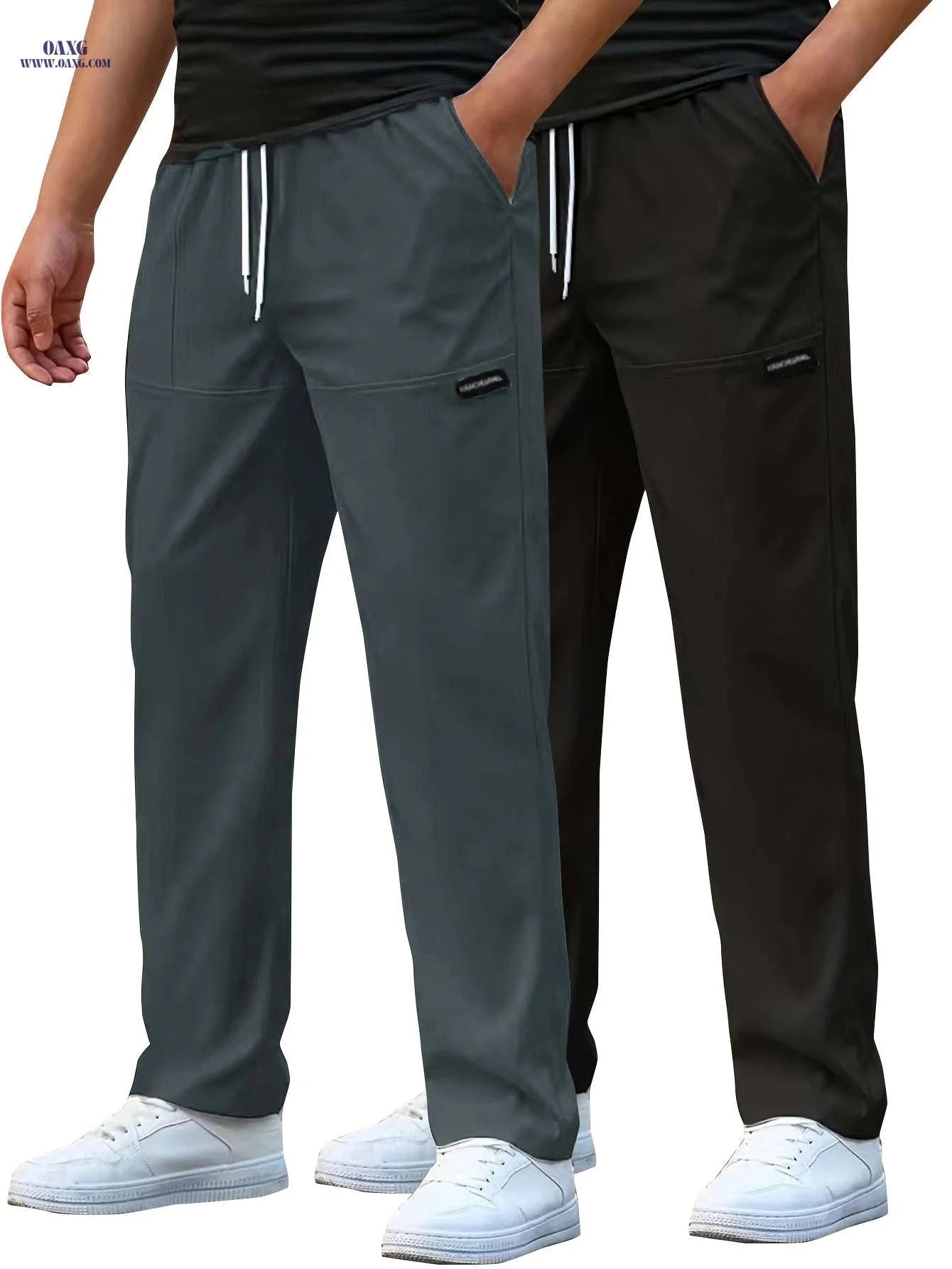 Casual Men's Straight-Leg Pants - Thin Stretch for Spring & Summer   OAXG 