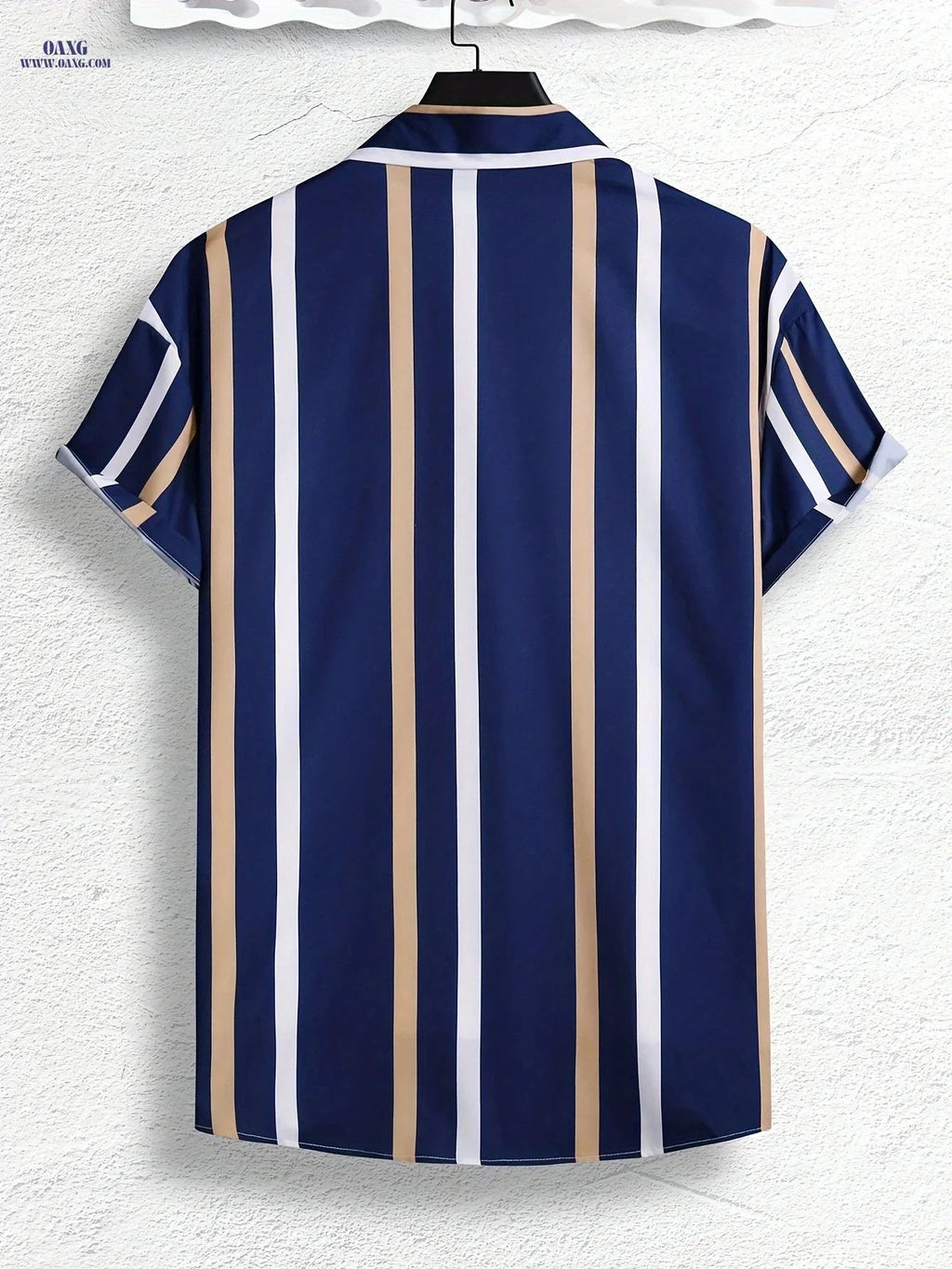 Casual Men's Stripe Graphic Print Shirt - Short Sleeve for Summer   OAXG 