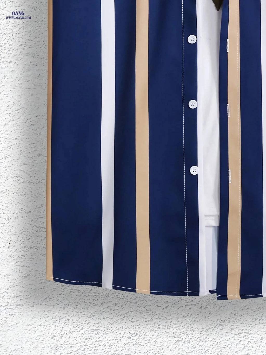 Casual Men's Stripe Graphic Print Shirt - Short Sleeve for Summer   OAXG 