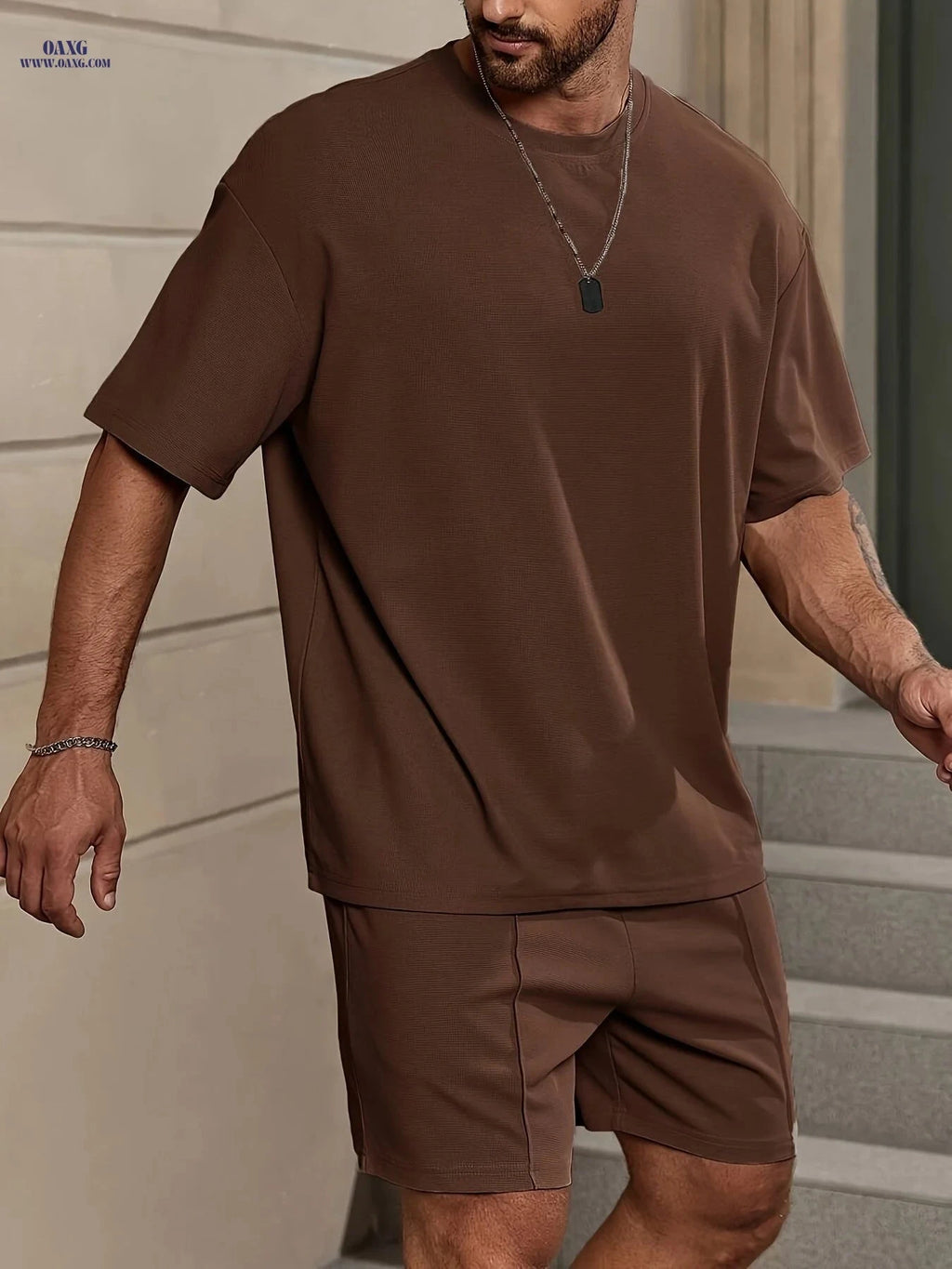 Casual Men's Suit - Polyester Solid Color, Loose Fit, Sports Style   OAXG 
