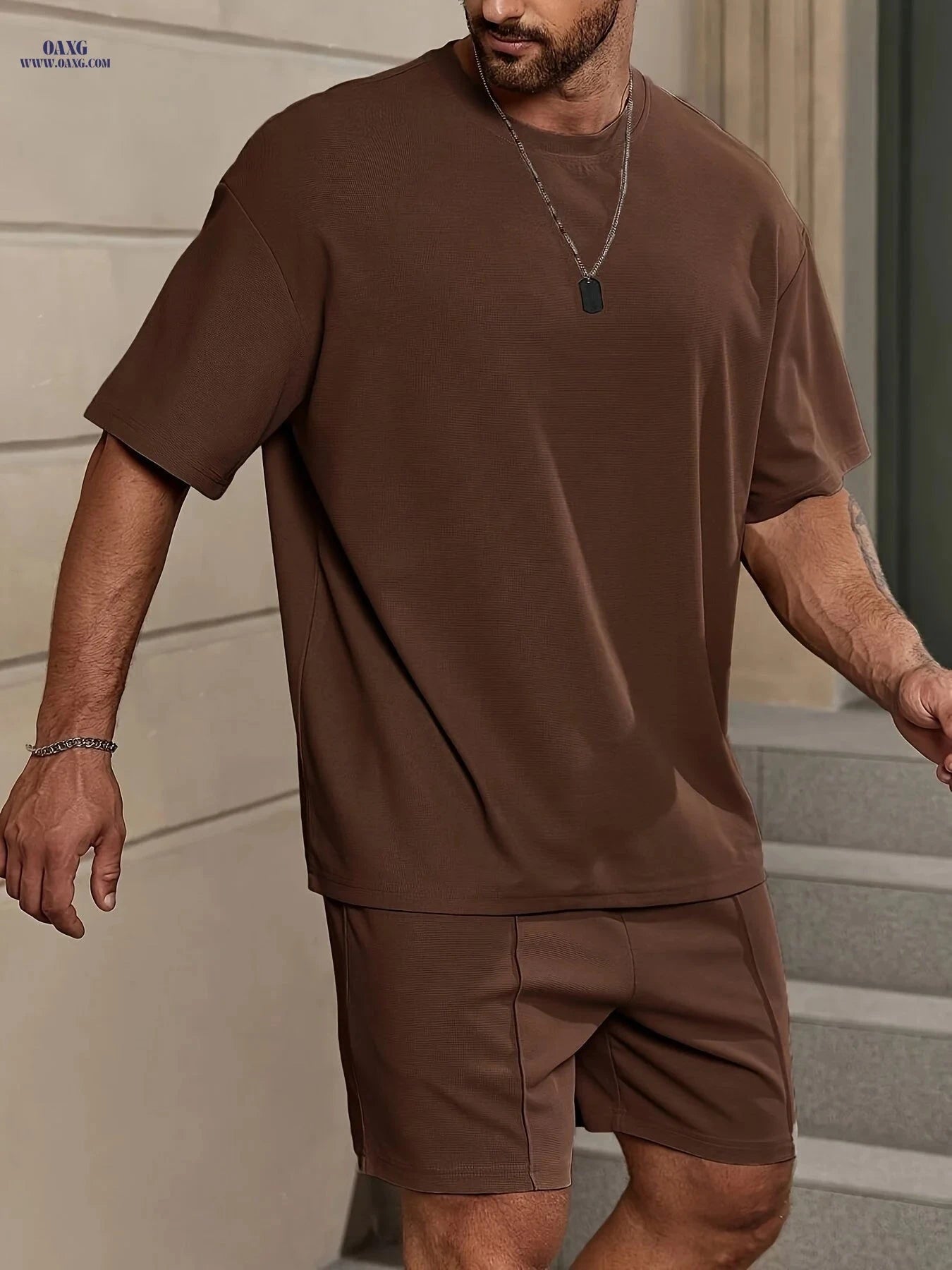 Casual Men's Suit - Polyester Solid Color, Loose Fit, Sports Style   OAXG 