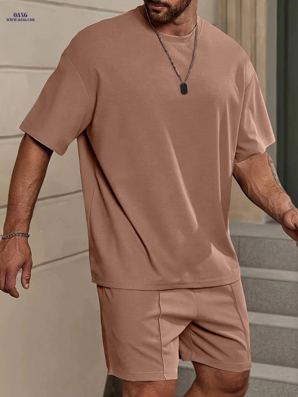Casual Men's Suit - Polyester Solid Color, Loose Fit, Sports Style   OAXG 