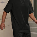 Casual Men's Suit - Polyester Solid Color, Loose Fit, Sports Style   OAXG Black / FR S