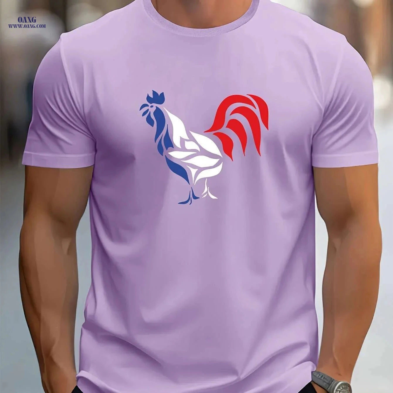 Casual Men's T-Shirt - Summer Oil Painting Rooster Design Tee   OAXG Black / S