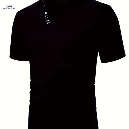 Casual Men's V-Neck Short Sleeve Shirt - Summer Polyester Style   OAXG 
