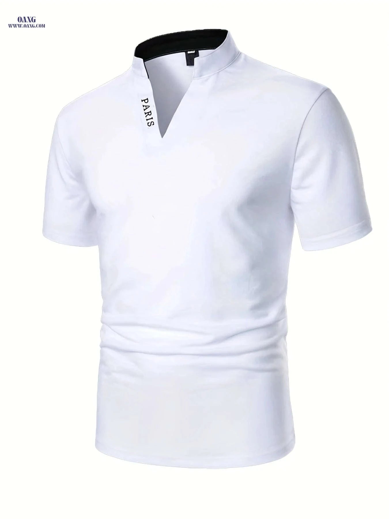 Casual Men's V-Neck Short Sleeve Shirt - Summer Polyester Style   OAXG 