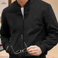 Casual Men's Zipper Jacket - Retro Solid Color with Long Sleeves   OAXG Black / FR S