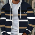 Casual Navy Blue Hoodie with Stripes - Lightweight & Comfortable Wear   OAXG 