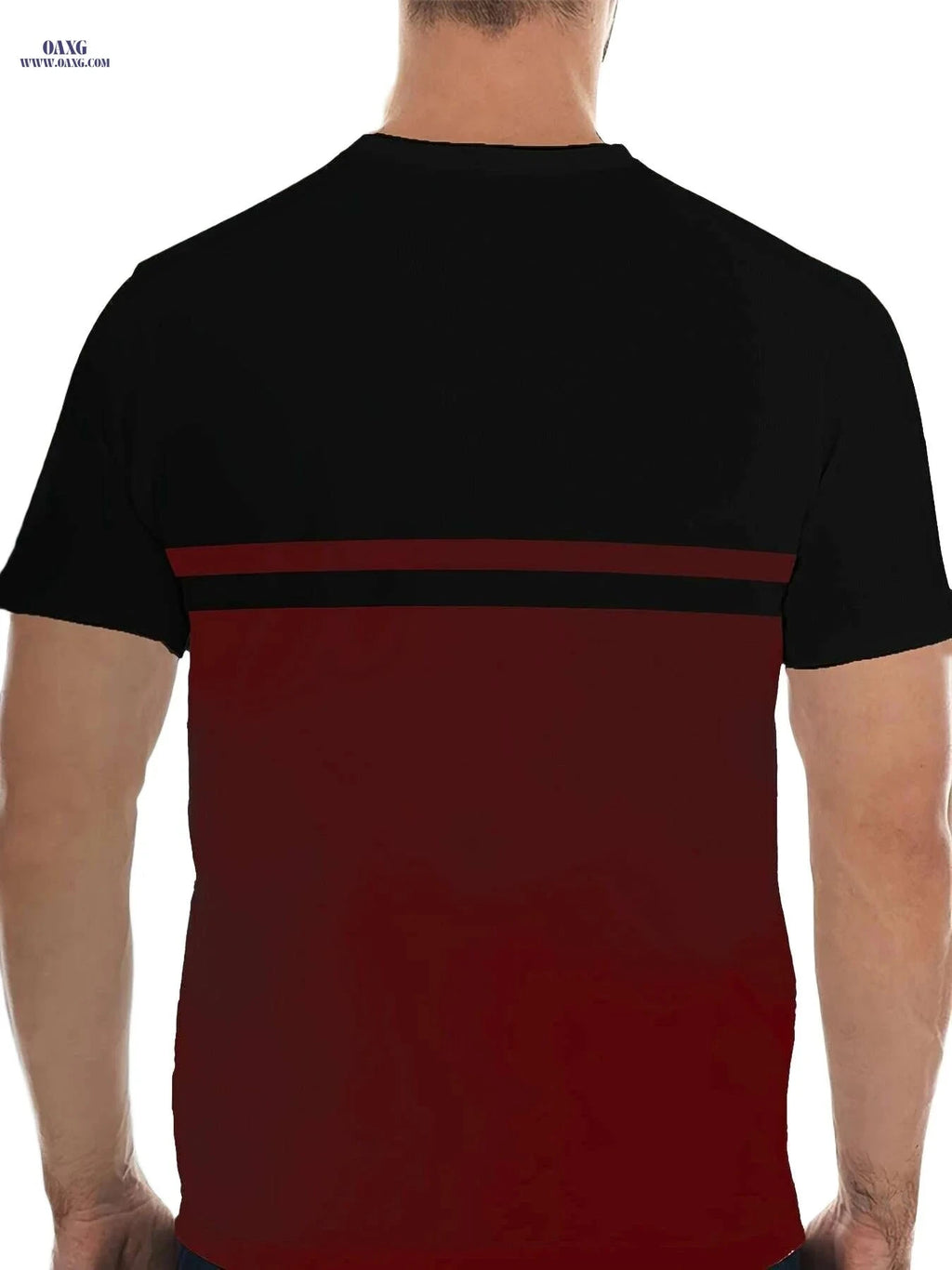 Casual Polyester Men's Tee - Crew Neck, Regular Fit, Striped Style   OAXG 