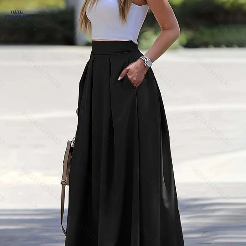 Casual Printed Maxi Skirt - Semi-Sheer, Perfect for Spring & Summer   OAXG 