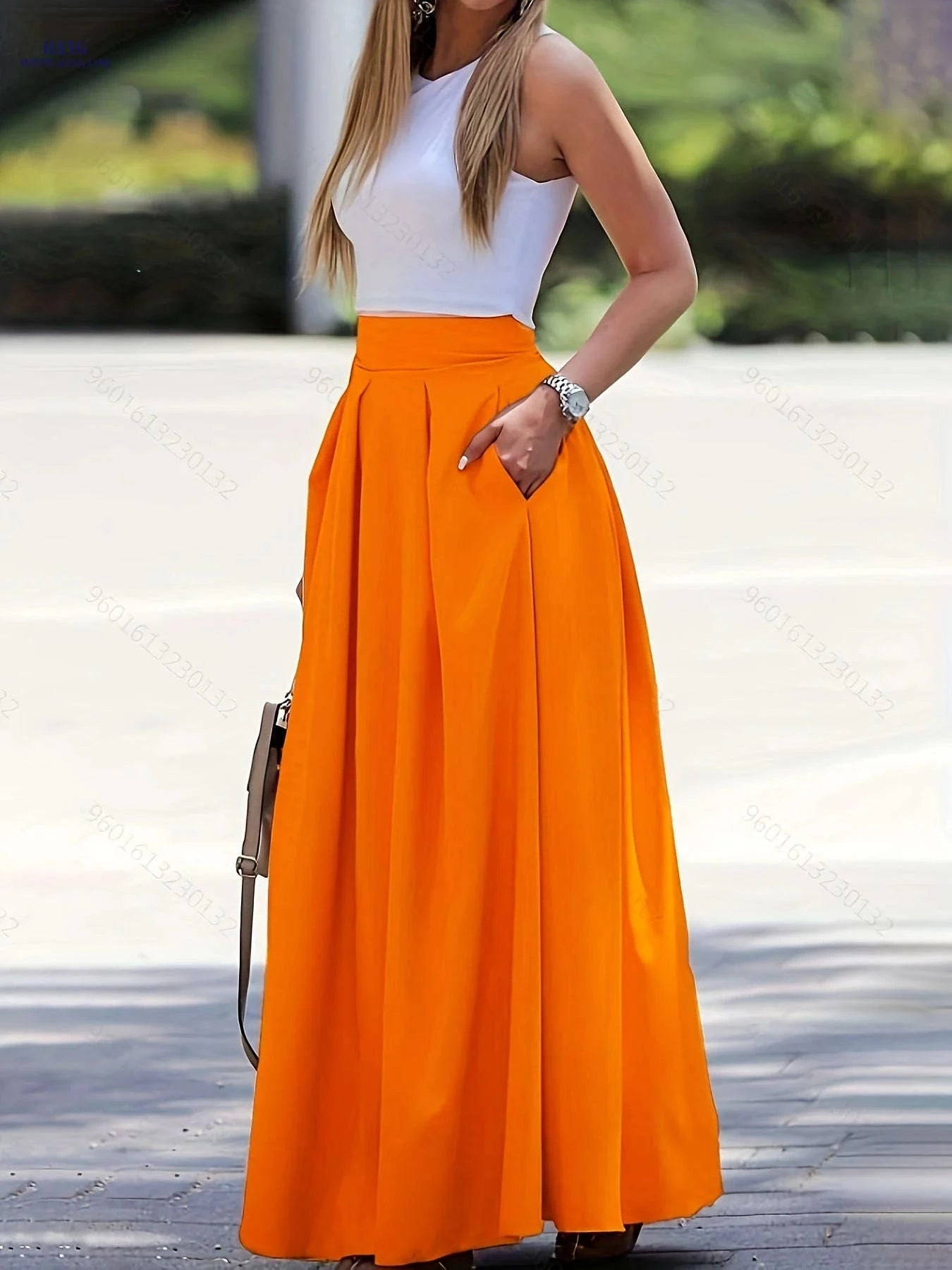 Casual Printed Maxi Skirt - Semi-Sheer, Perfect for Spring & Summer   OAXG 