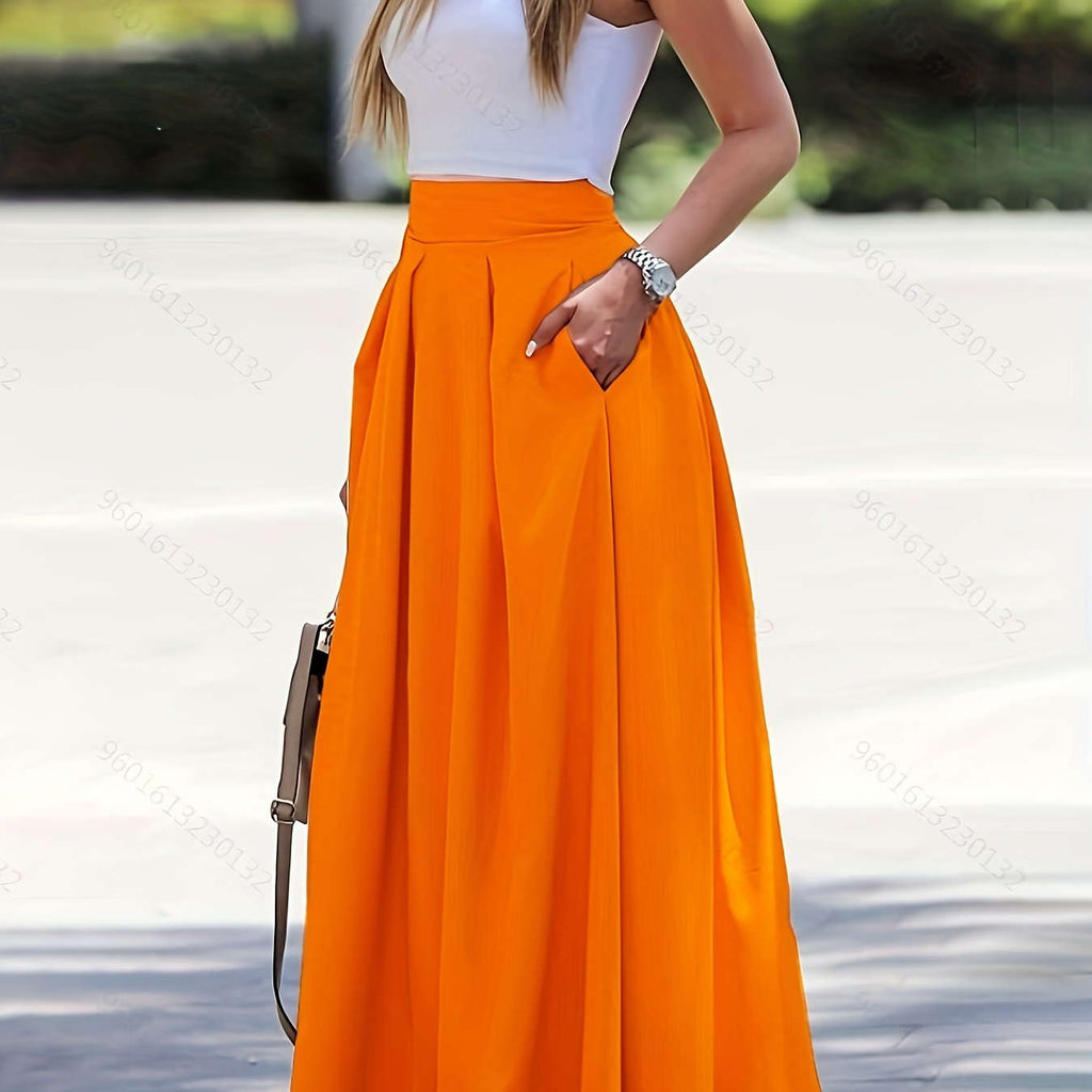 Casual Printed Maxi Skirt - Semi-Sheer, Perfect for Spring & Summer   OAXG 
