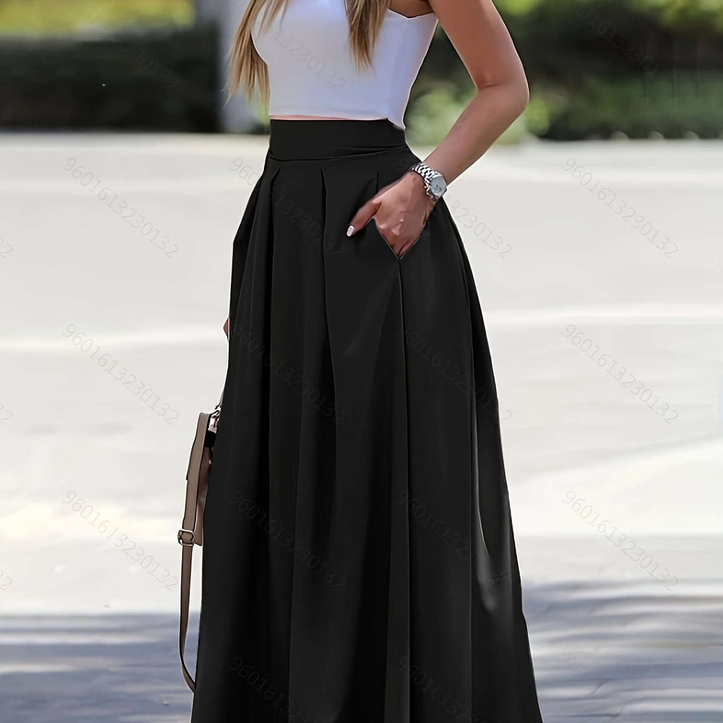 Casual Printed Maxi Skirt - Semi-Sheer, Perfect for Spring & Summer   OAXG White / S