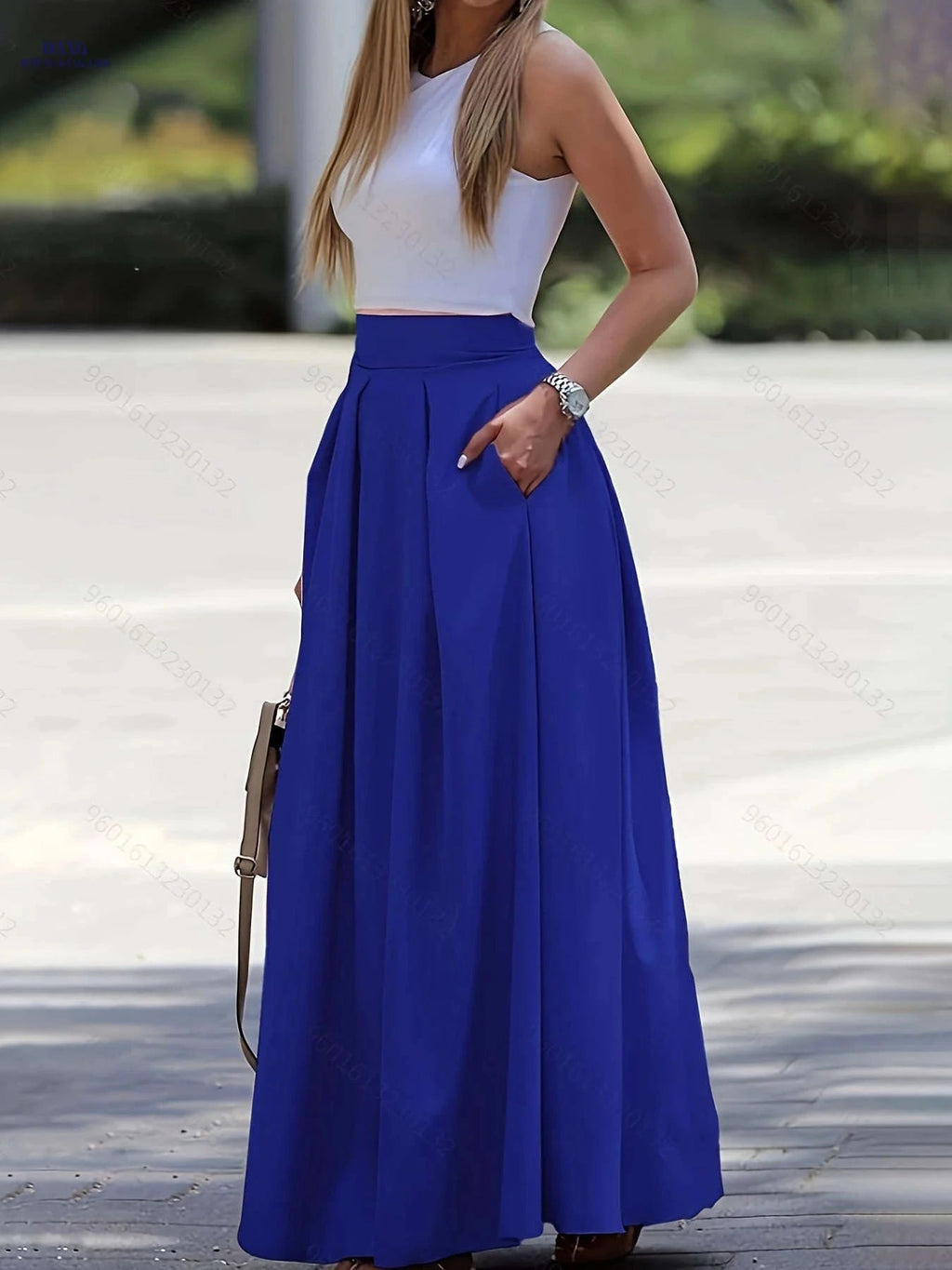 Casual Printed Maxi Skirt - Semi-Sheer, Perfect for Spring & Summer   OAXG White / S