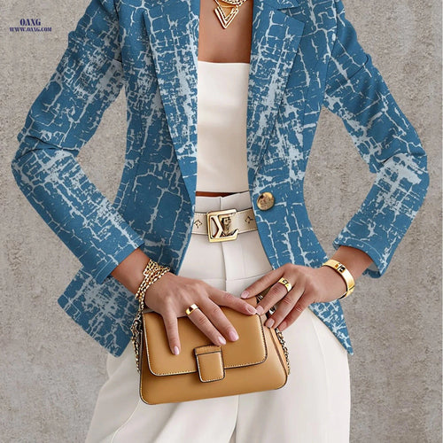 Casual Printed Pants - Elegant Floral Long Sleeve Coat for Fall   OAXG 
