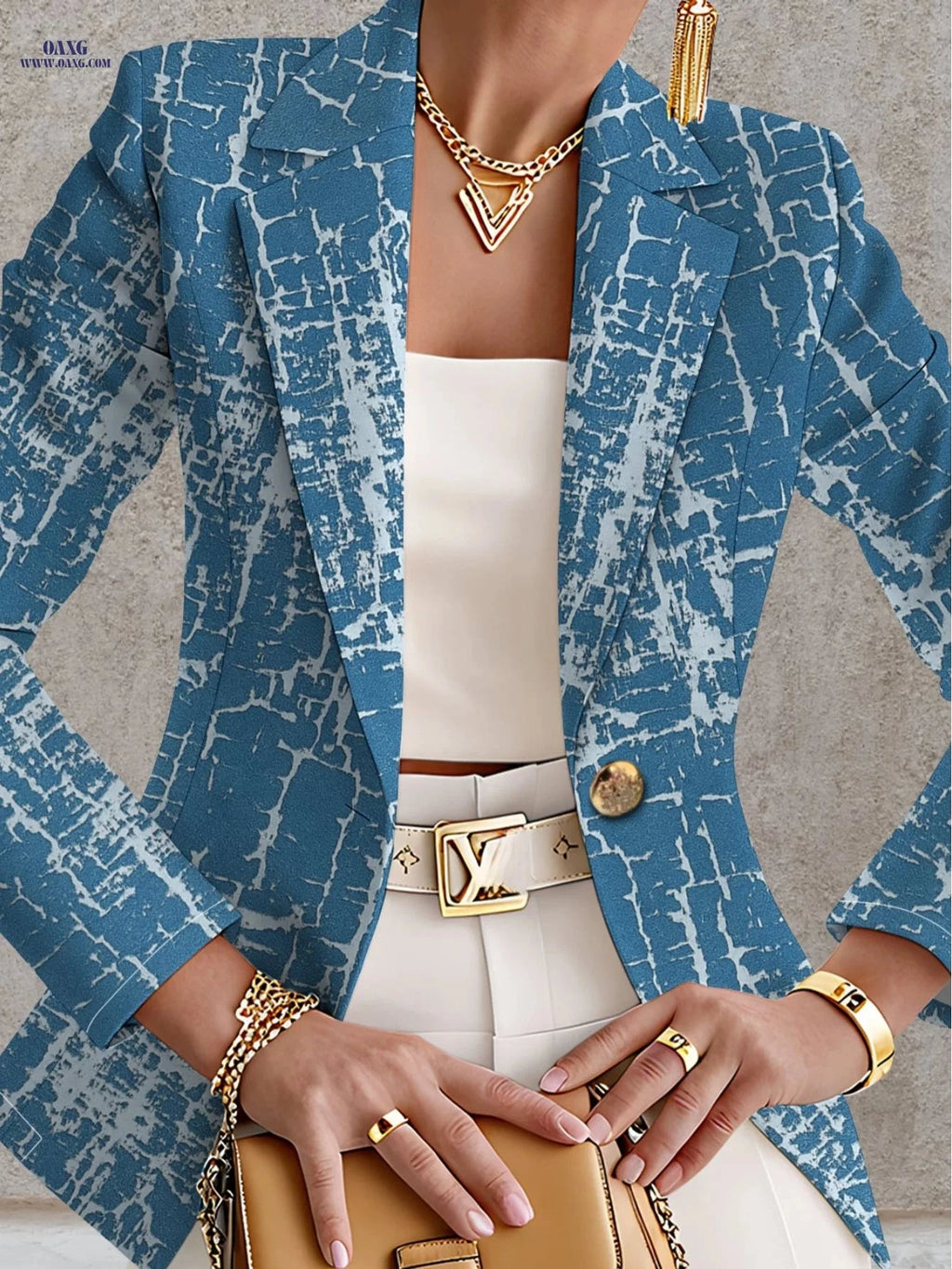 Casual Printed Pants - Elegant Floral Long Sleeve Coat for Fall   OAXG Mixed colors / S