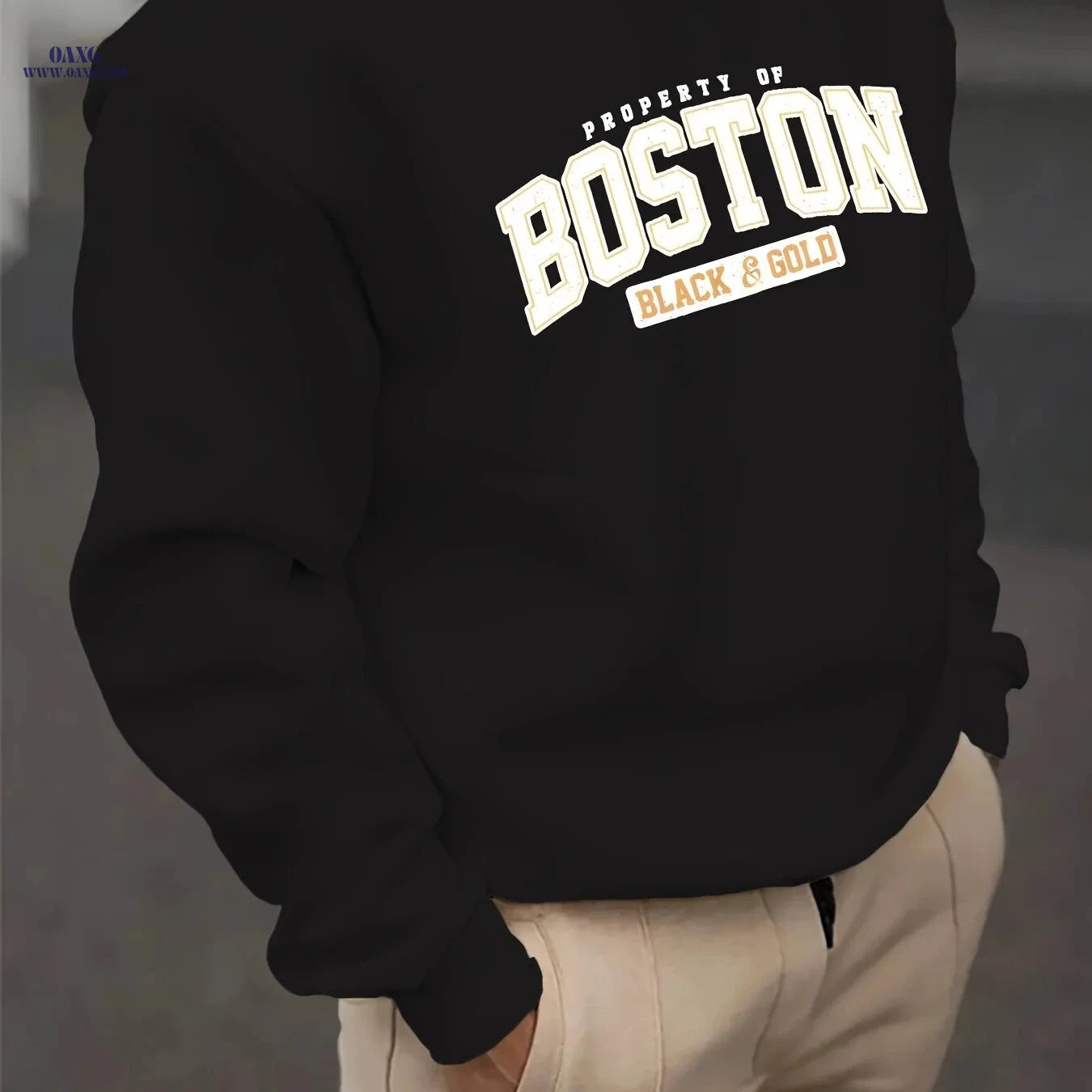 Casual Printed Round Neck Sweatshirt - 100% Polyester for Men   OAXG 