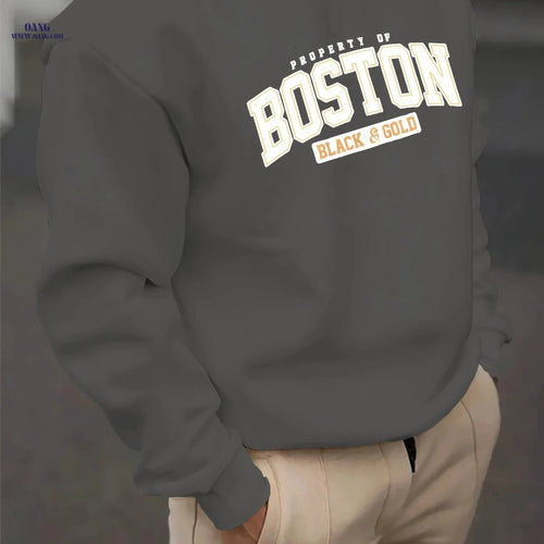 Casual Printed Round Neck Sweatshirt - 100% Polyester for Men   OAXG 