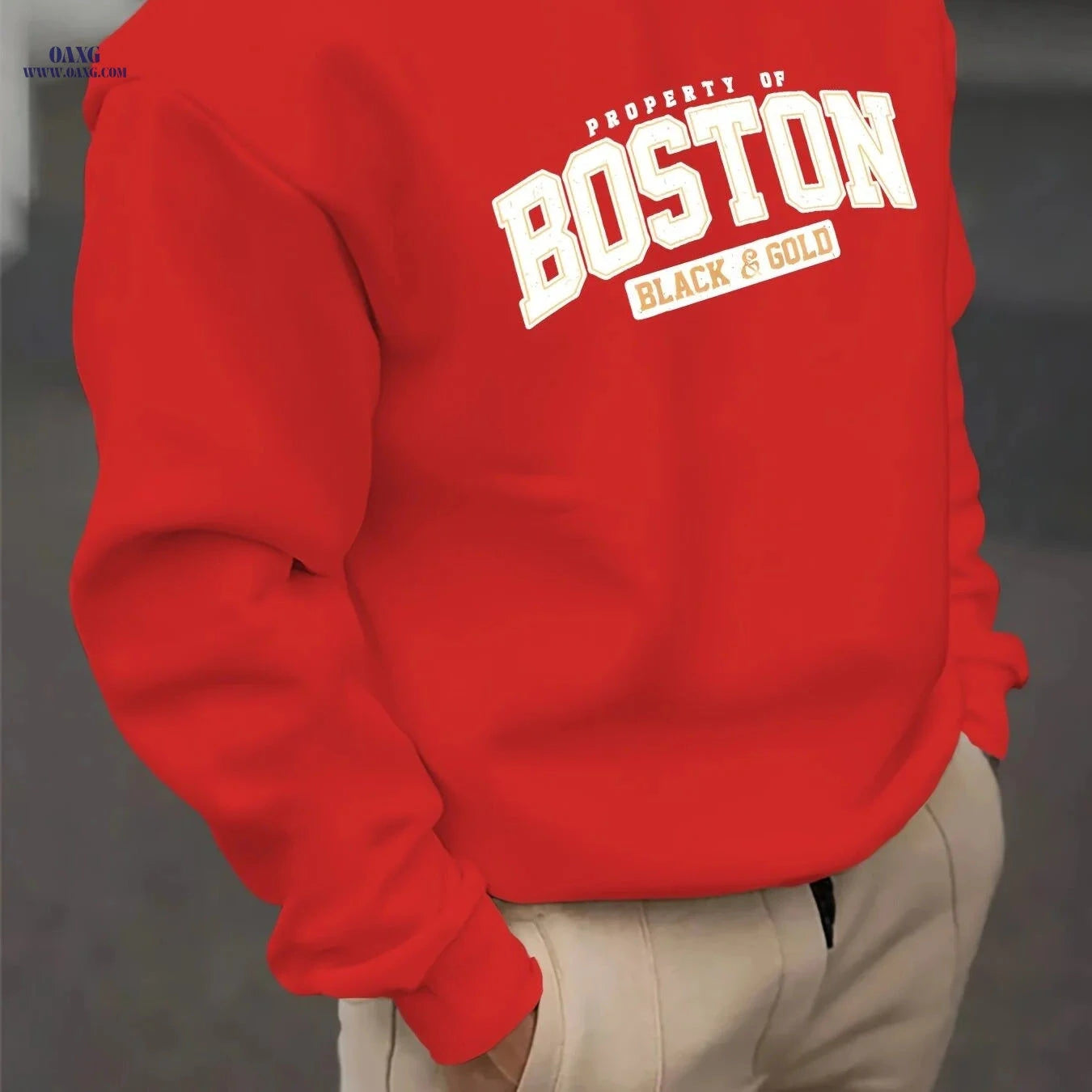 Casual Printed Round Neck Sweatshirt - 100% Polyester for Men   OAXG 