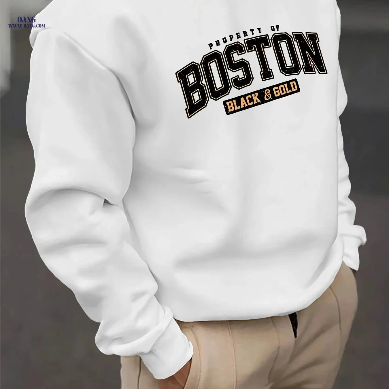 Casual Printed Round Neck Sweatshirt - 100% Polyester for Men   OAXG 
